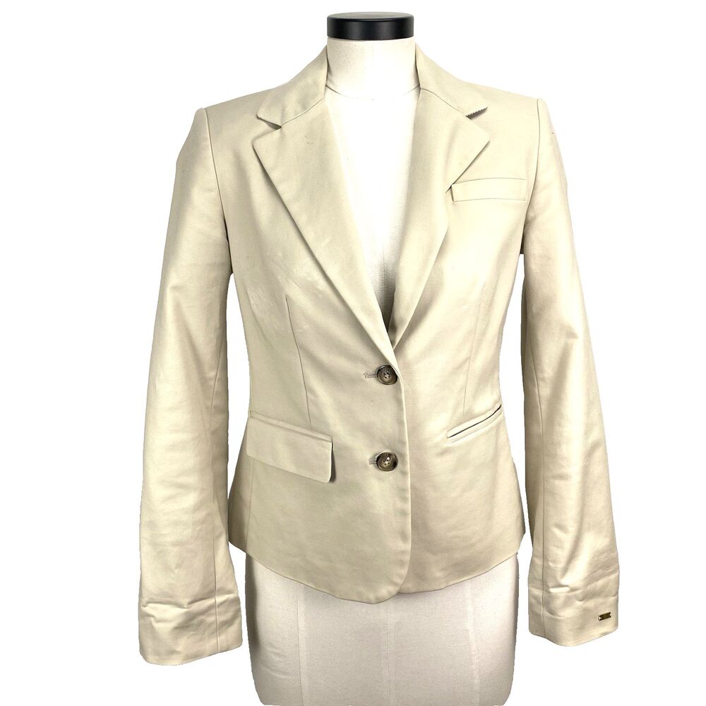 Tommy Hilfiger Women's Sz 2 All American Prep Blazer Flip Cuff Stretch 2-Button